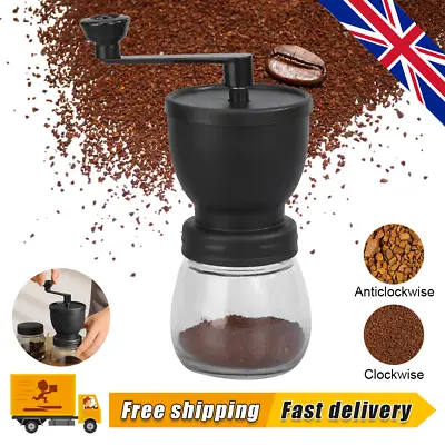 Coffee Grinder Bean Manual Adjustable Ceramic Hand Held Mill Coarseness Maker UK • £8.79