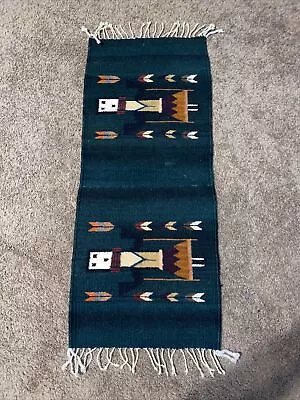 Vintage Handwoven Southwest Mexico Wool Rug Wall Hanging 36.5” X 15.5” Runner • $49.99