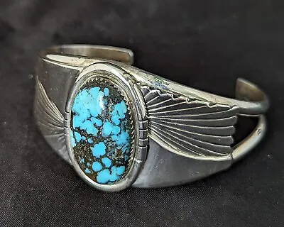 Spiderweb Turquoise GORGEOUS Vintage Navajo Sterling Silver Cuff  Size 7  Wrist • $239