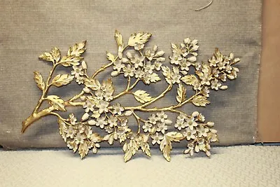 Vintage MCM Gold Syroco Burwood Cherry Blossom Floral Wall Hanging • $65