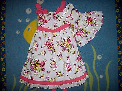 Maggie & Zoe Dress Girls Sz 5 White Coral Floral Print Matching Doll Dress New • $33.99