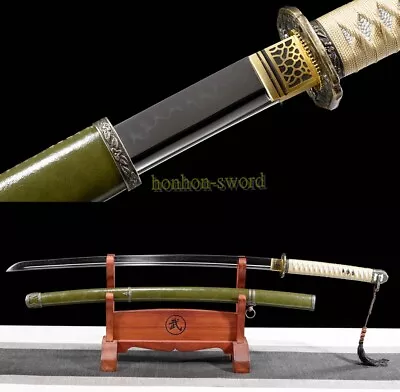 Handmade T10 Clay Tempered WWII 98 Sabre Japanese Samurai Sword For Battle Green • $412.90