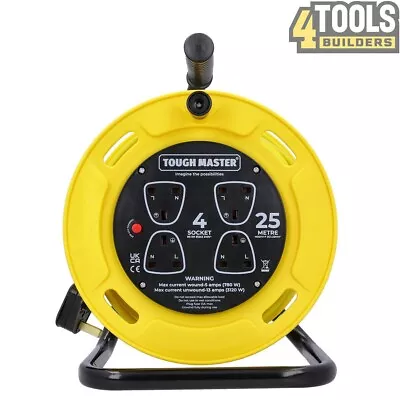 Extension Lead Reel 4 Way 25M Heavy Duty Four Socket Cable Reel For Home Garden • £37.89