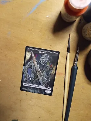 MtG VOW Zombie Token Magic Altered Hand Painted Art Alter Crimson Vow  • $23