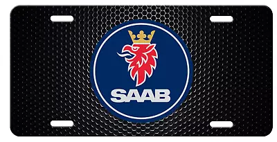 Saab Logo Inspired Art On Mesh FLAT Aluminum Novelty Auto License Tag Plate • $19.67