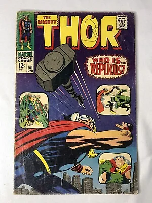Thor #141 Marvel Silver Age Thor 1st Replicus Kirby Art Low Grade Comic • £18.25