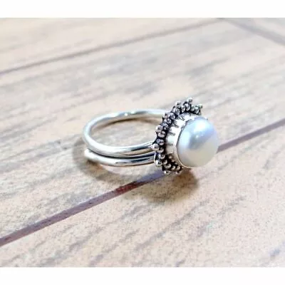 Fine Mother Of Pearl Gemstone 925 Sterling Silver Handmade Ring All Size B-631 • $16.12