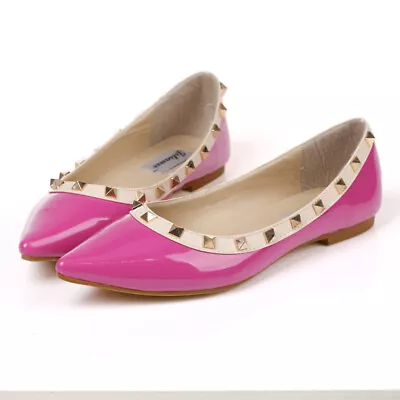 £39.40 • Buy 2022 Fashion Flat Yellow Pointed Toe Stud Ballet Hot Women's Shoes Plus Size 