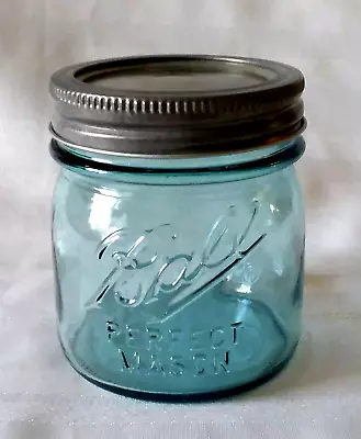 BALL HALF 1/2 PINT BLUE MASON Jar -  Collector's Edition   Canning Fruit LID • $7.97