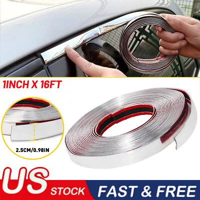 16Ft 1inch Universal Car Chrome Moulding Trim Strip Door Guard Protector USA • $14.99