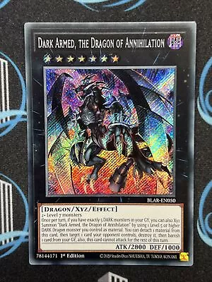 Yugioh BLAR-EN050 Dark Armed The Dragon Of Annihilation Secret Rare 1st Ed NM • £11.99