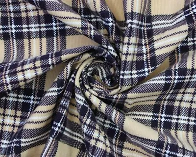 100% Cotton Corduroy Fabric Fashion Tartan Check Plaid Royal Stewart • £3.95