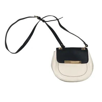 Women’s Mossimo Black White Faux Leather Round Satchel Crossbody Bag • $15