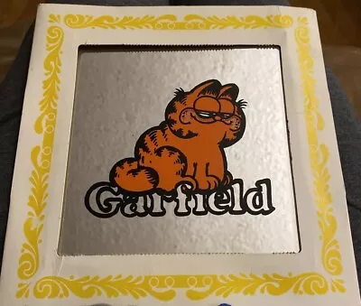 Vintage Garfield The Cat Glass Mirror Picture Carnival Prize 6 X 6  • $10.99