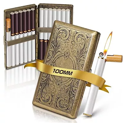 Vintage Cigarette Case Lighter For 100's Retro Metal  Holder Smoking BOXES GiftS • $37