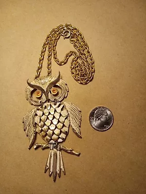 Owl Pendant Necklace Vintage • $8.99