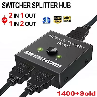 2 In 1 In Out UHD 4K Bi Direction HDMI 2.0 Switch Switcher Splitter Hub HDCP 3D • $15.99