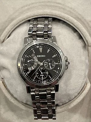 $78.75 • Buy Seiko Watch 5Y66-0AA0, Sapphire Crystal, Black Dial, Stainless Steel