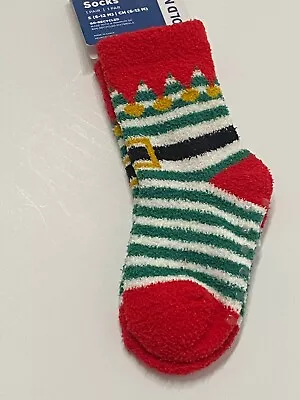 New Old Navy Infant 6-12mo Christmas Elf Cozy Gripper Socks Boy Girl Free Ship • $9.45