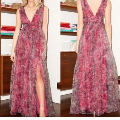 Lulu’s Floral Purple Pink Maxi SZ MED Dress Formal Wedding Party Prom • £57