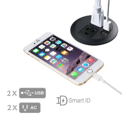 $20.68 • Buy Desktop Table Power Grommet W 2-USB 2 Outlets Adapter Hub-3  Inch Hole-Black