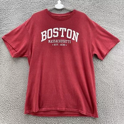 Boston Massachusetts Tee Men Large L Red Big Graphic Spell Out Casual Travel • $8.99