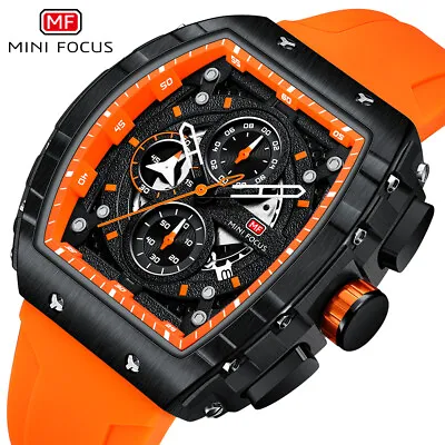 MINI FOCUS Men Rectangle Watch Silicone Wristwatch Military Sport Watches Males • $31.98