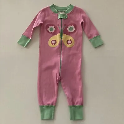 Hanna Andersson 70 Baby Girl 6-9 Months Butterfly Pink Romper Pajamas Organic • $21.99