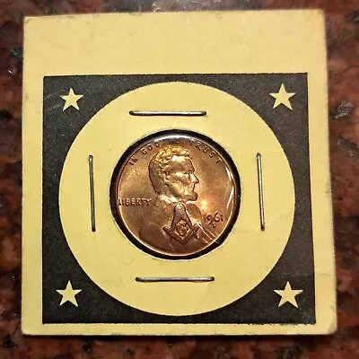 1961-d Lincoln Penny With Mason Stamp - #b3926 • $6.99