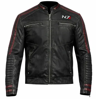 Men’s N7 Motorcycle Biker Cafe Racer Vintage Black Winter Real Leather Jacket • $58.99