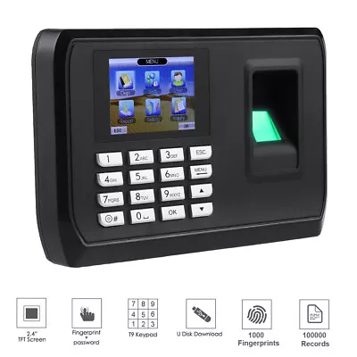 £44.27 • Buy 2.4in TFT LCD Time Clock Smart Fingerprint Security Password For Office Factory
