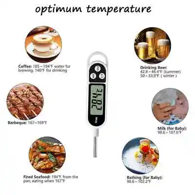 £3.44 • Buy Digital Food Thermometer Probe Cooking Meat Kitchen Temperature BBQ Turkey Milk