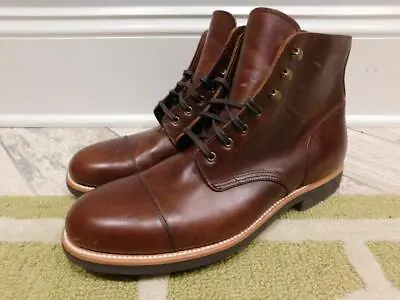 JCREW Kenton Leather Cap Toe Boots Shoes $248 Burnished Tobacco 8.5 F4446 Brown • $134.25