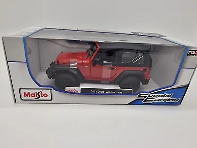 MAISTO 1:18 Scale - 2014 Jeep WRANGLER - Red - Diecast Model Car • £32.99