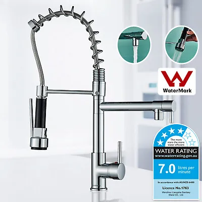 WELS Brass Kitchen Mixer Taps Sink Faucet Pull Out Laundry Swivel Tap Silver • $63