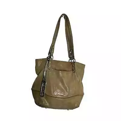 B Makowsky Leather Large Tote Taupe Lizard Embossed Handbag Purse • $44.99