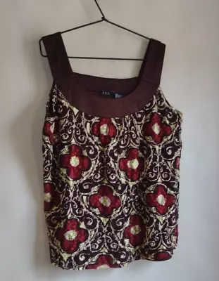 RQT Womens Pink Brown Orange Green Tan Size 1X Lined Sleeveless Top EUC! • $6