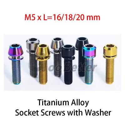 Titanium Alloy Socket Screws With Washer M5 Allen Key Screw Cap/Cone Head Bolts • $3.85