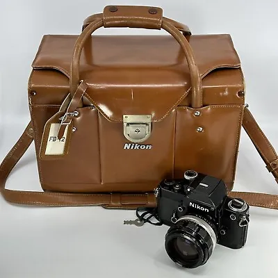 Vintage Nikon FB-12 Leather Camera Compartment Case Bag W/ Key (no Camera/lens) • $50
