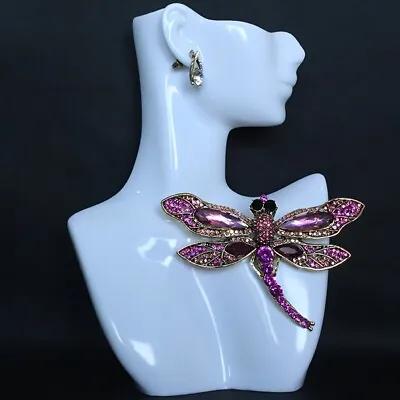 Large Vintage Rhinestone Dragonfly Brooch Vintage Animal Brooch  Pin Accessories • $7.19