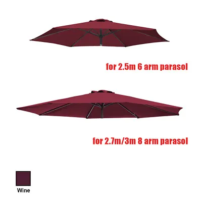 2.5m 2.7m 3m Replacement Fabric Garden Parasol Canopy Cover For 6 8 Arm Umbrella • £24.98