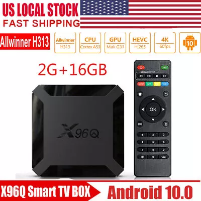 Android 10.0 TV Box X96Q Quad Core HD 4K Media Stream Player Mini PC 2.4G WiFi • $28.99