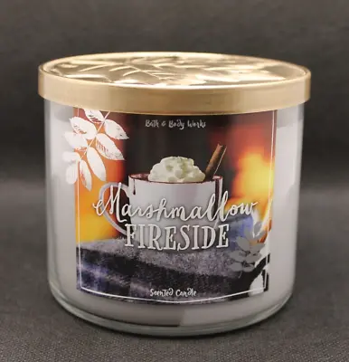 Bath & Body Works Marshmallow Fireside 3-Wick Candle 14.5 Oz Jar Decorative Lid • $16.25