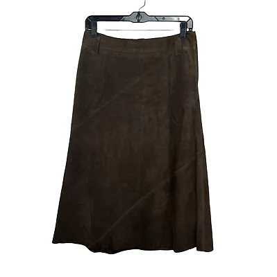 Weekend Max Mara Genuine Leather Suede Brown Skirt Women’s Sz 4 • $125