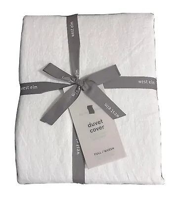 West Elm European Flax Linen Duvet Cover Full Queen White  • $99