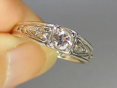 Pale Pink Morganite Diamond & 9ct White Gold Ring Size N1/2 Hallmarked • $123.26