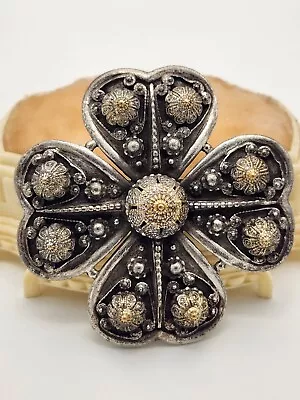 Vintage Signed Etrusceana Silvertone Maltese Cross Brooch • $20