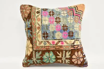 Vintage Kilim Throw Pillow Cushion 14 X14  Brown Pillow Throw Kilim Pillow • $9.18