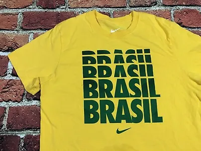 $5.95 • Buy Nike Mens L / XL Slim Fit Brazil Brasil T Shirt Short Sleeve Crewneck Cotton