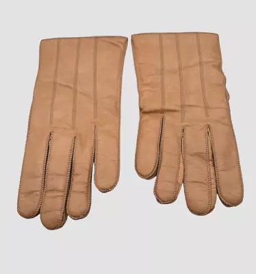 Coach  Fawn Tan Soft Supple Leather Gloves Size Small Cashmere Lining Hungary • $75